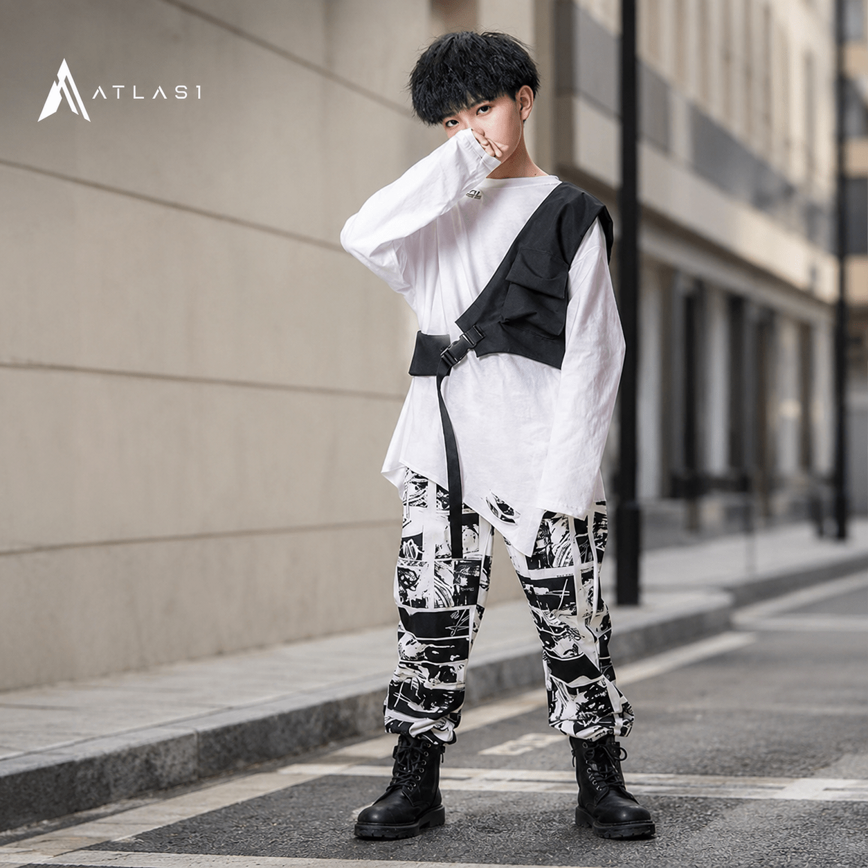 Boy's Manga Print Techwear Shirt and Jogger Pants Set - ATLAS 1