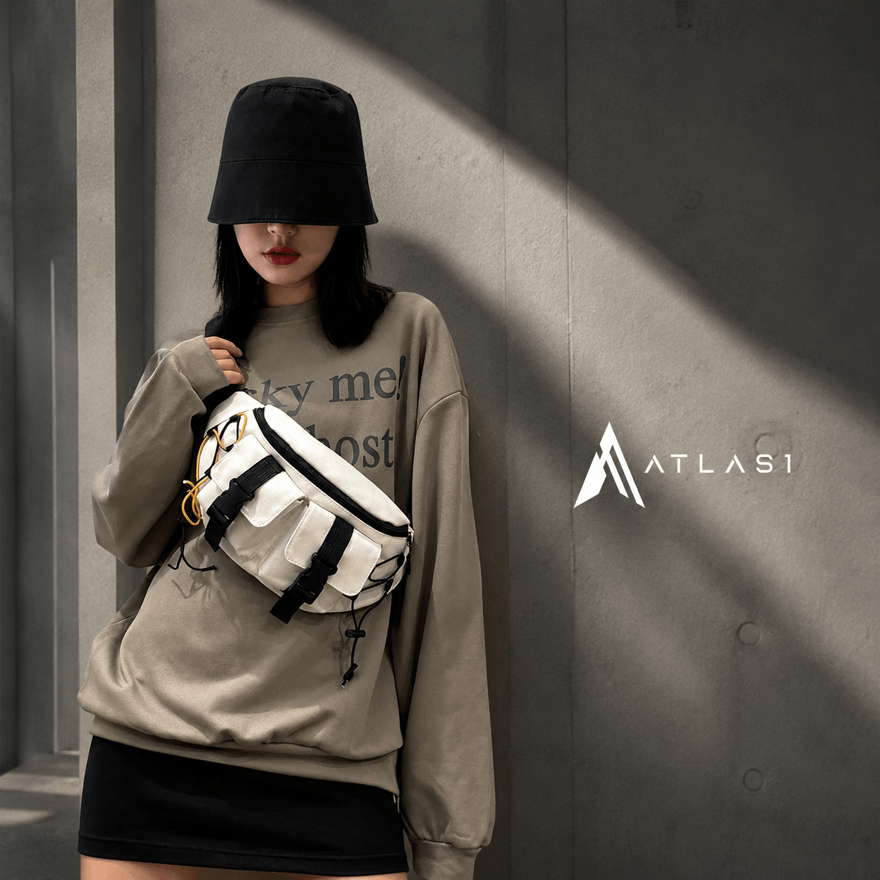 Canvas Contrast Detail Techwear Waist Bag - ATLAS 1