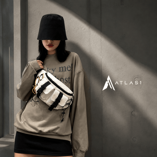 Canvas Techwear-Bauchtasche mit Kontrastdetails