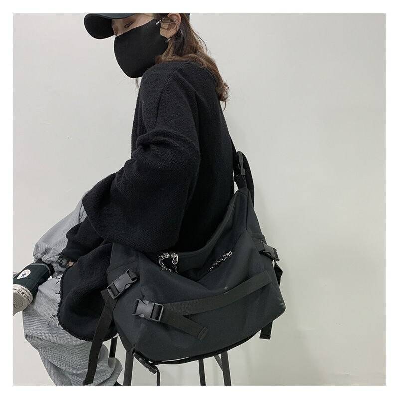 Canvas Tactical Straps Techwear Crossbody Bag with Chain - ATLAS 1