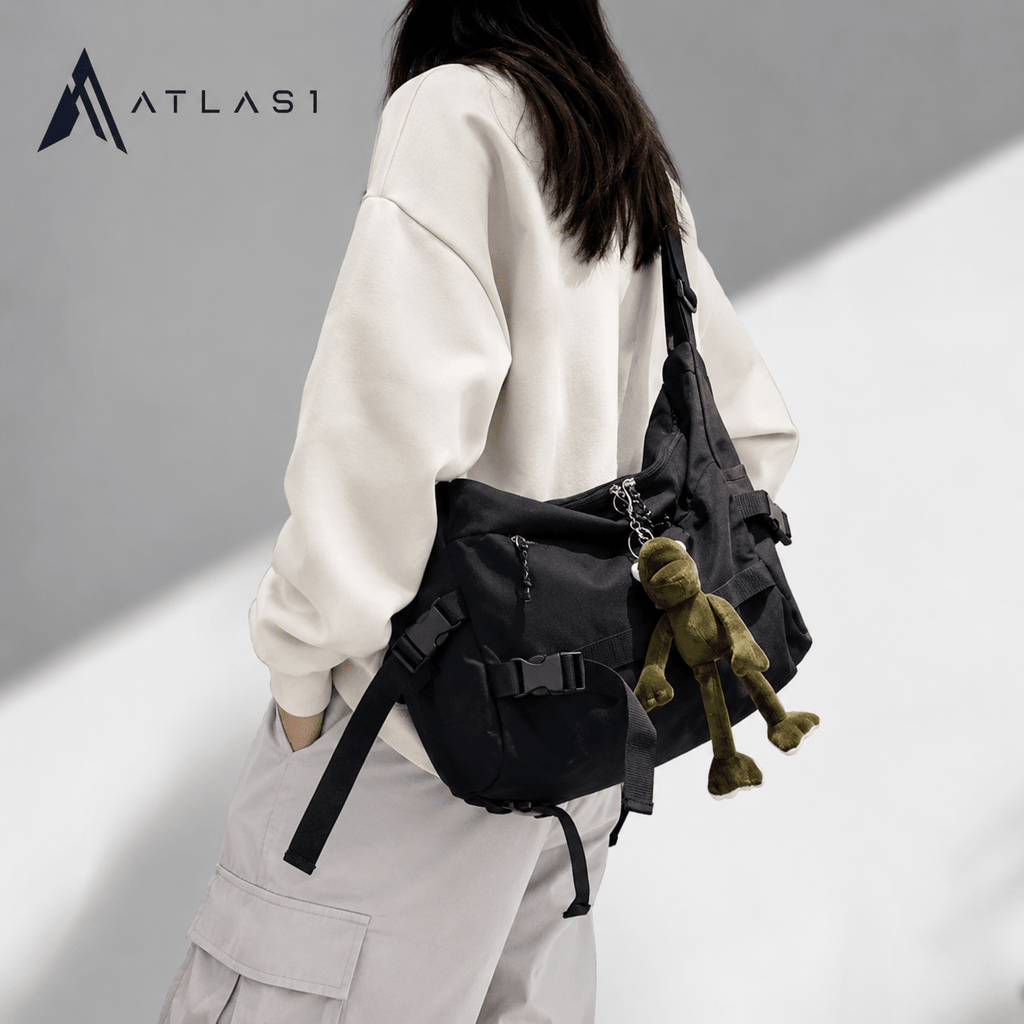 Canvas Tactical Straps Techwear Crossbody Bag with Chain - ATLAS 1