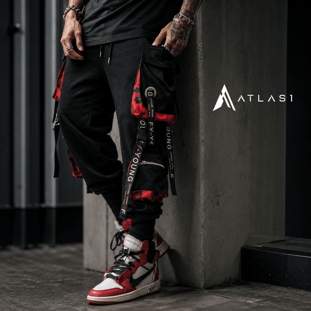Casual Techwear Letter Ribbons Cargo Pants - ATLAS 1