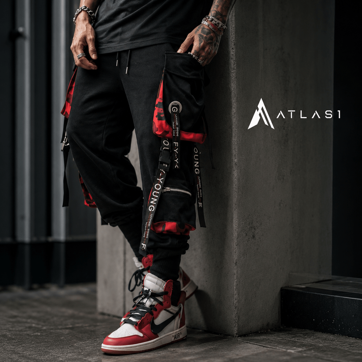 Casual Techwear Letter Ribbons Cargo Pants - ATLAS 1