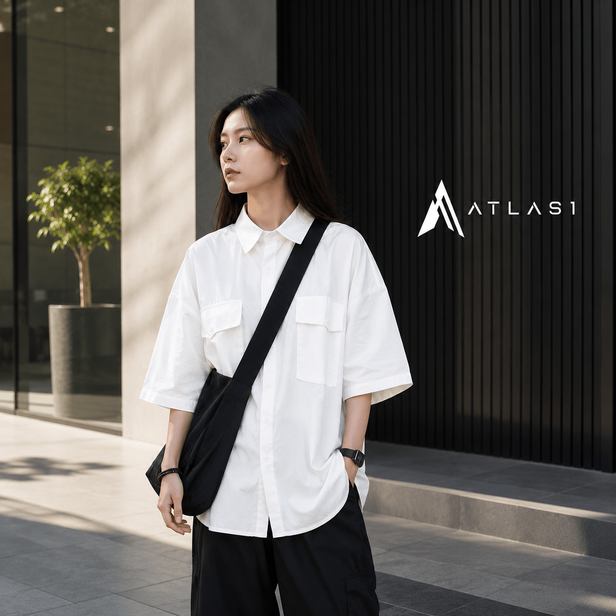 Casual White Collared Loose Blouse Shirt - ATLAS 1