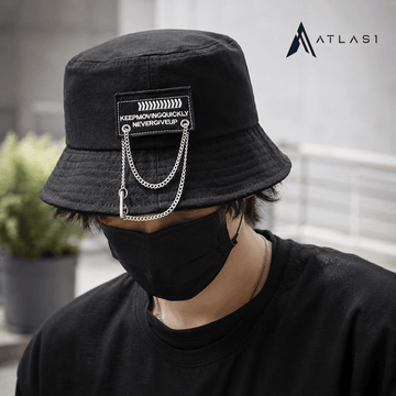 Cotton Chain Detail Techwear Bucket Hat - ATLAS 1