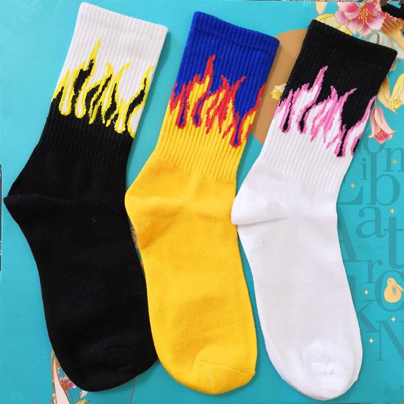 Cotton Flame Print Harajuku Style Socks - ATLAS 1