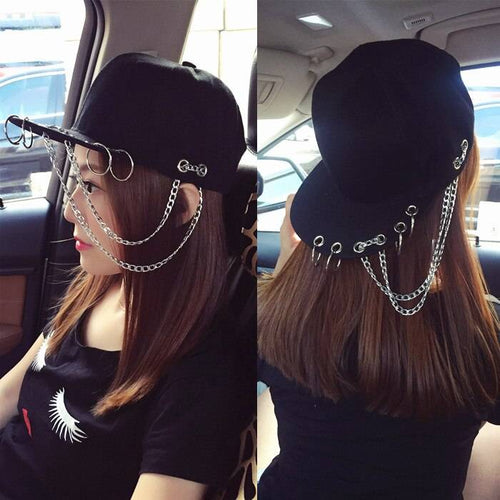 Cotton Pierced Baseball Cap with Chains - ATLAS 1