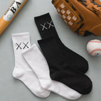 Cotton XX Print Black and White Techwear Sports Socks - ATLAS 1