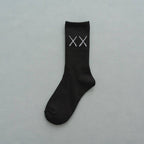 Cotton XX Print Black and White Techwear Sports Socks - ATLAS 1