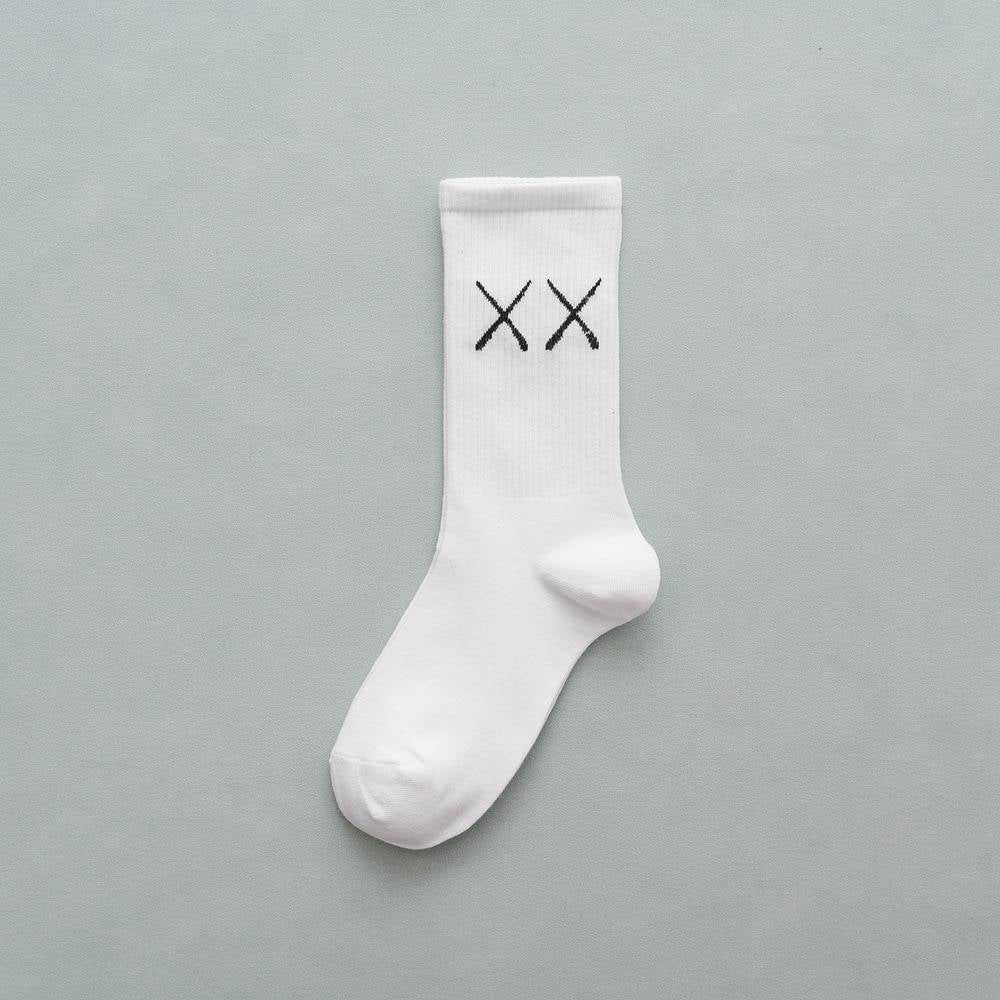 Cotton XX Print Black and White Techwear Sports Socks - ATLAS 1