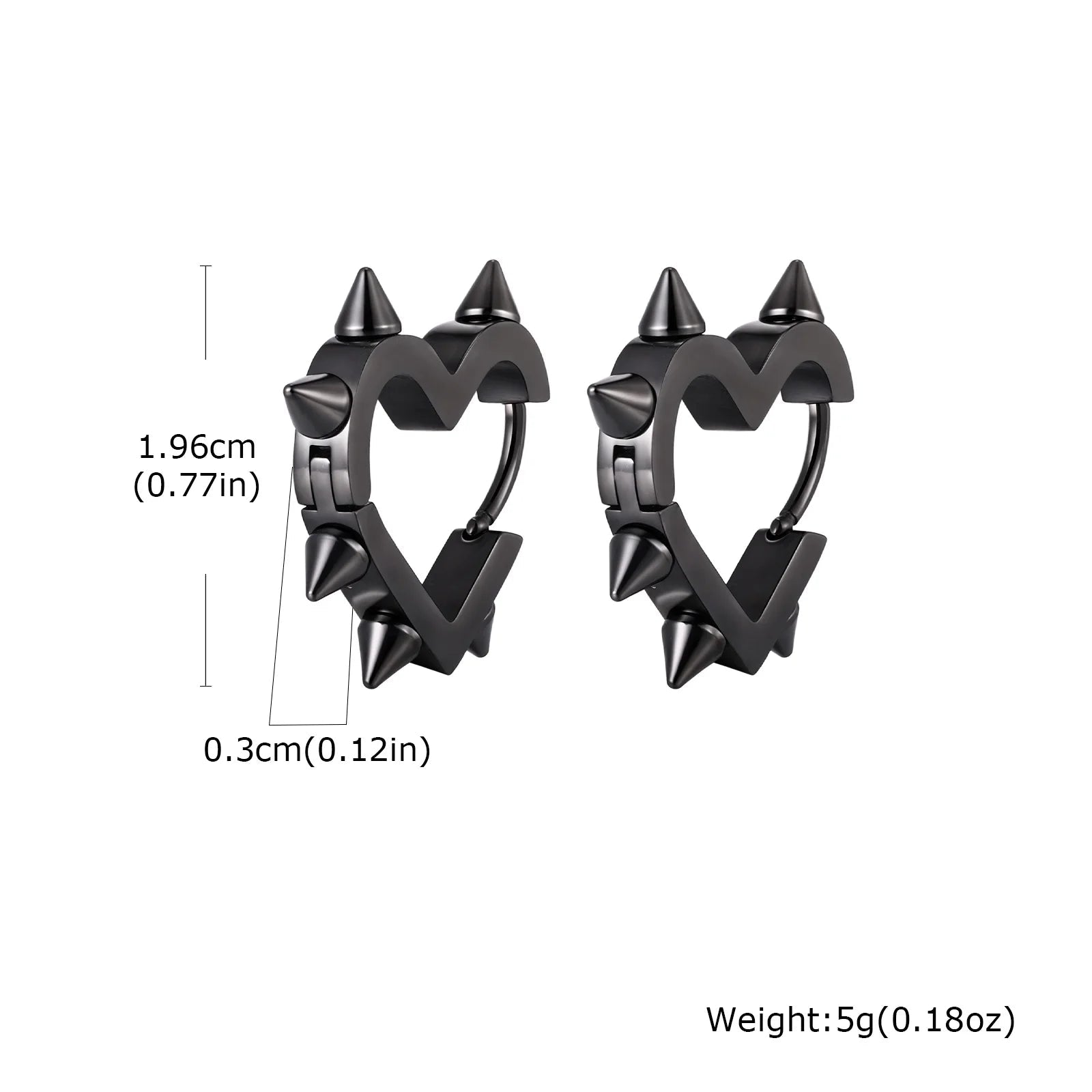 Creative Gothic Punk Rivet Heart Hoop Earrings - ATLAS 1
