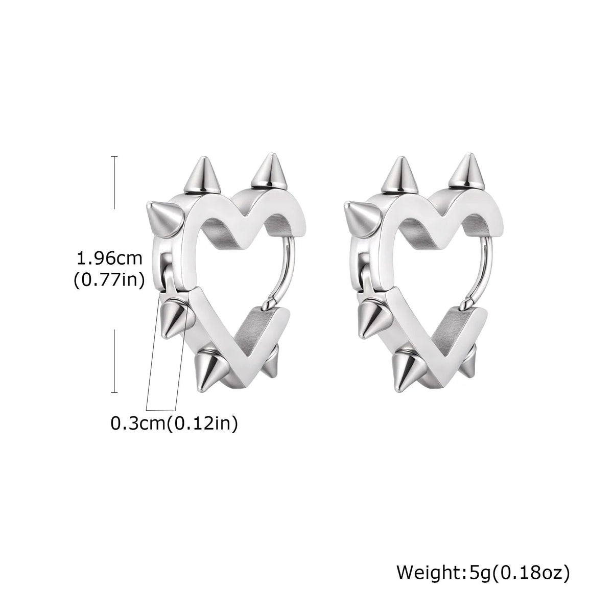 Creative Gothic Punk Rivet Heart Hoop Earrings - ATLAS 1
