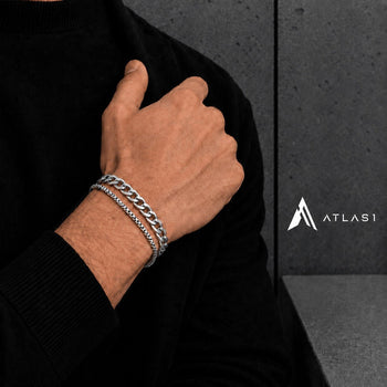 Cuban-Link-Armbandset aus Edelstahl