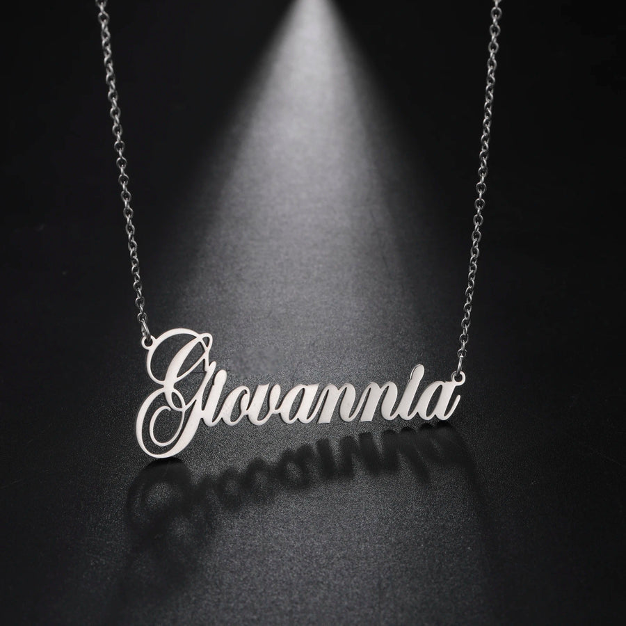 Custom Name Personalized Stainless Steel Necklace — Finition dorée