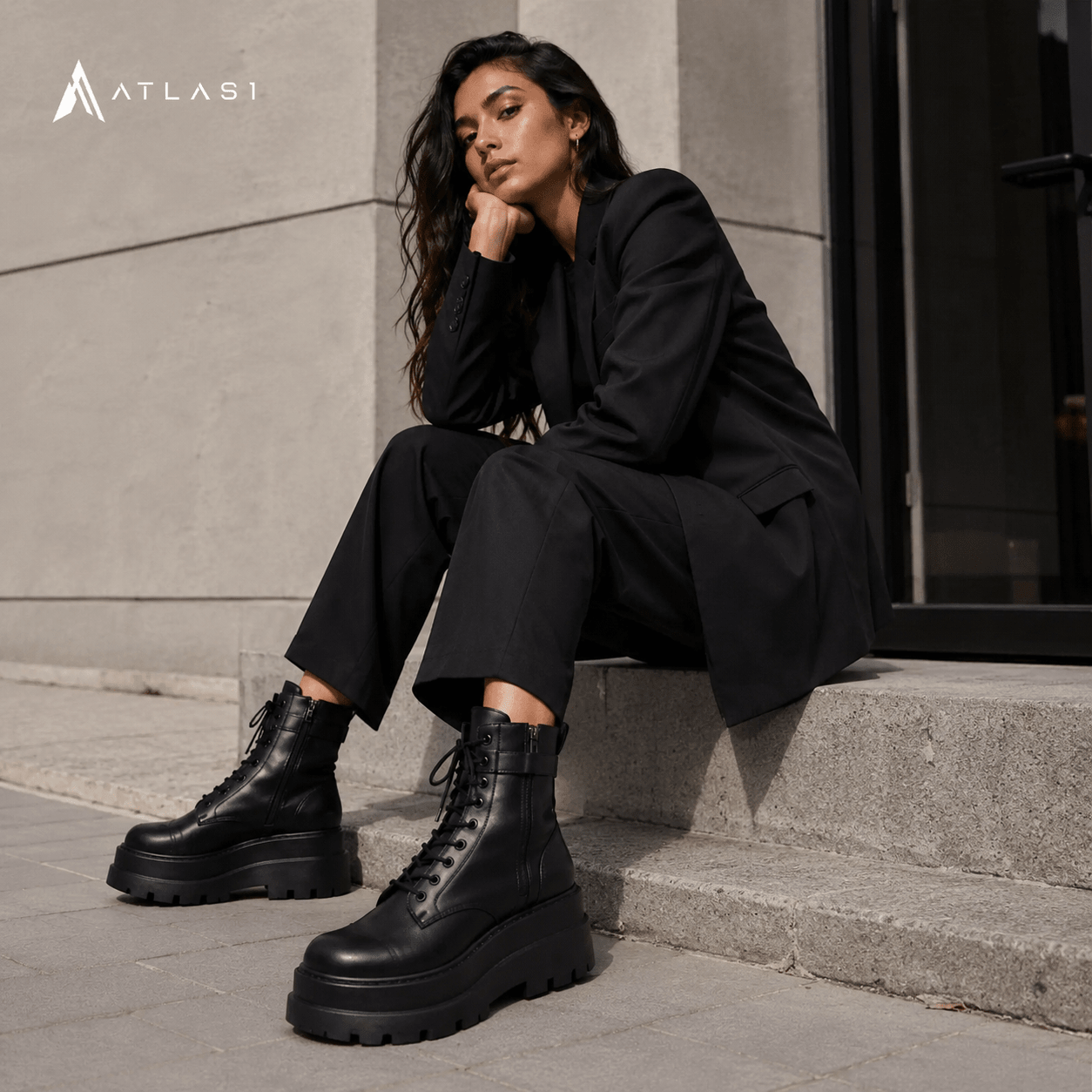 Dark Techwear Women Platform Ankle Boots - ATLAS 1