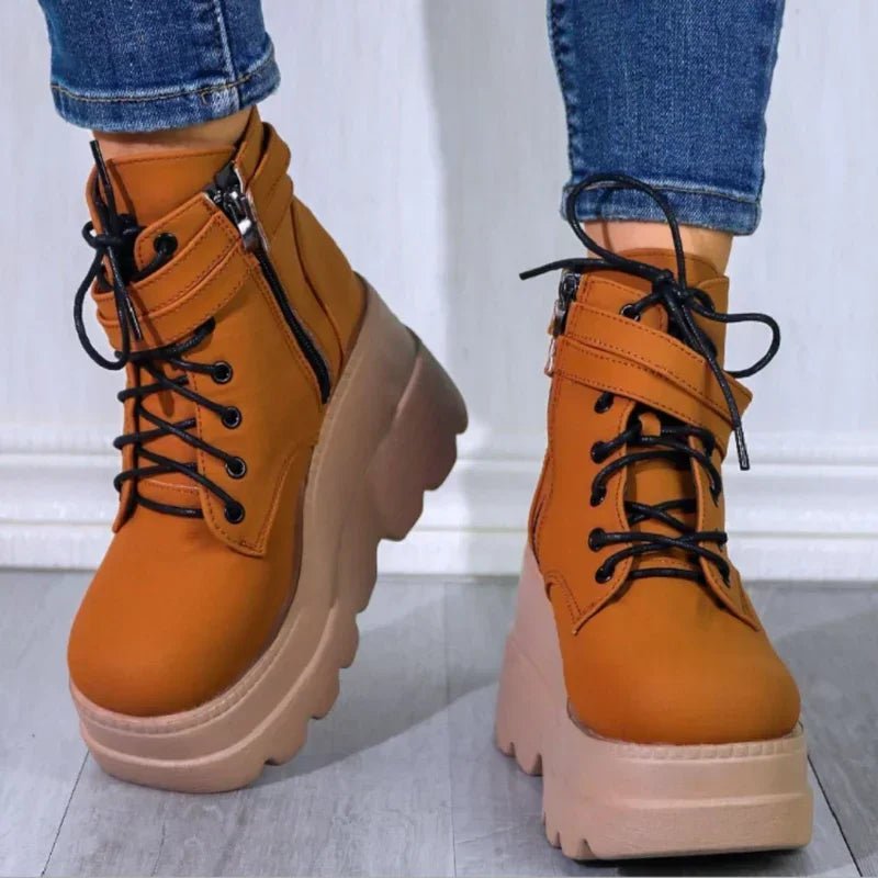 Dark Techwear Women Platform Ankle Boots - ATLAS 1 - Techwear Store
