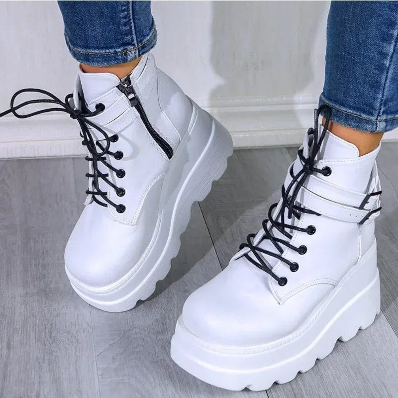 Dark Techwear Women Platform Ankle Boots - ATLAS 1 - Techwear Store