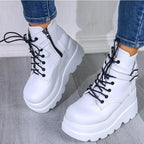 Dark Techwear Women Platform Ankle Boots - ATLAS 1 - Techwear Store