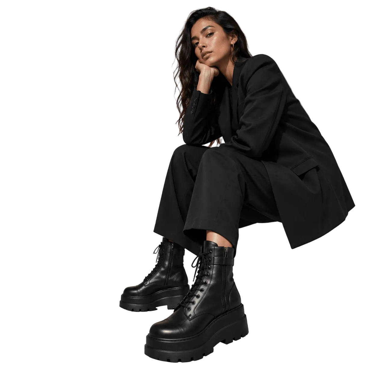 Dark Techwear Women Platform Ankle Boots - ATLAS 1 - Techwear Store