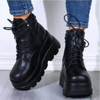 Dark Techwear Women Platform Ankle Boots - ATLAS 1 - Techwear Store