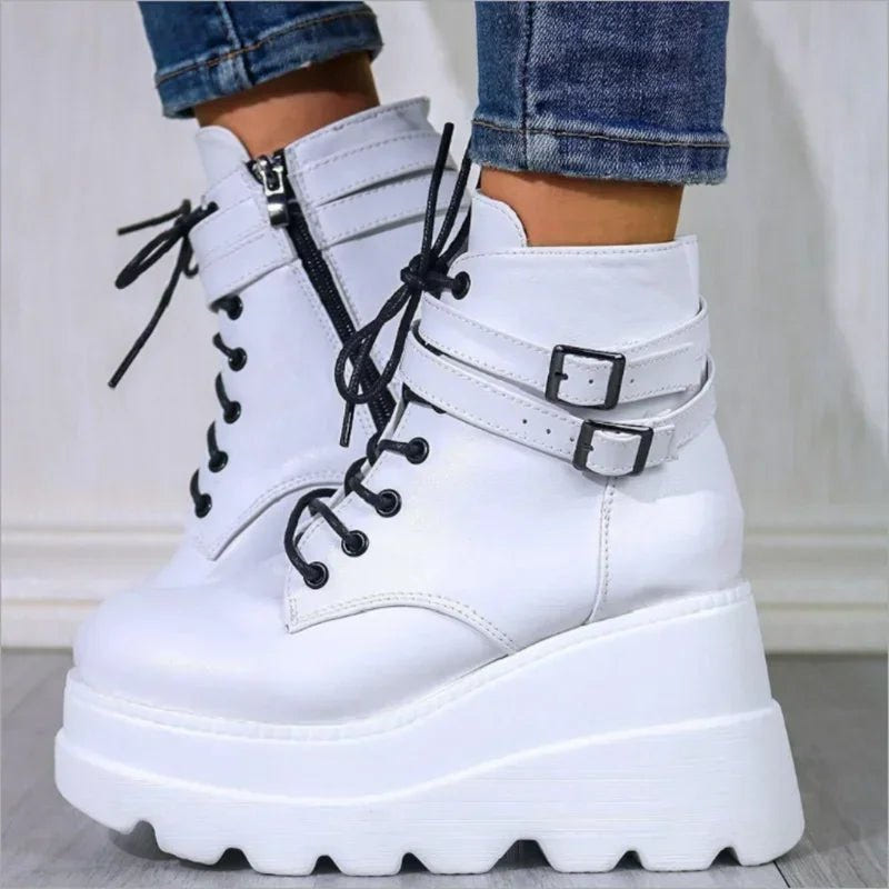 Dark Techwear Women Platform Ankle Boots - ATLAS 1 - Techwear Store