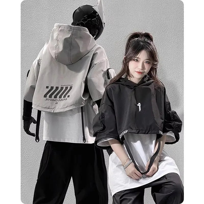 Chemise à Capuche Techwear Hiphop Fonctionnelle — Conception à capuche