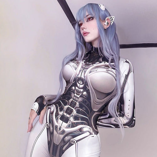Futuristic Cyberpunk Bodycon Jumpsuit
