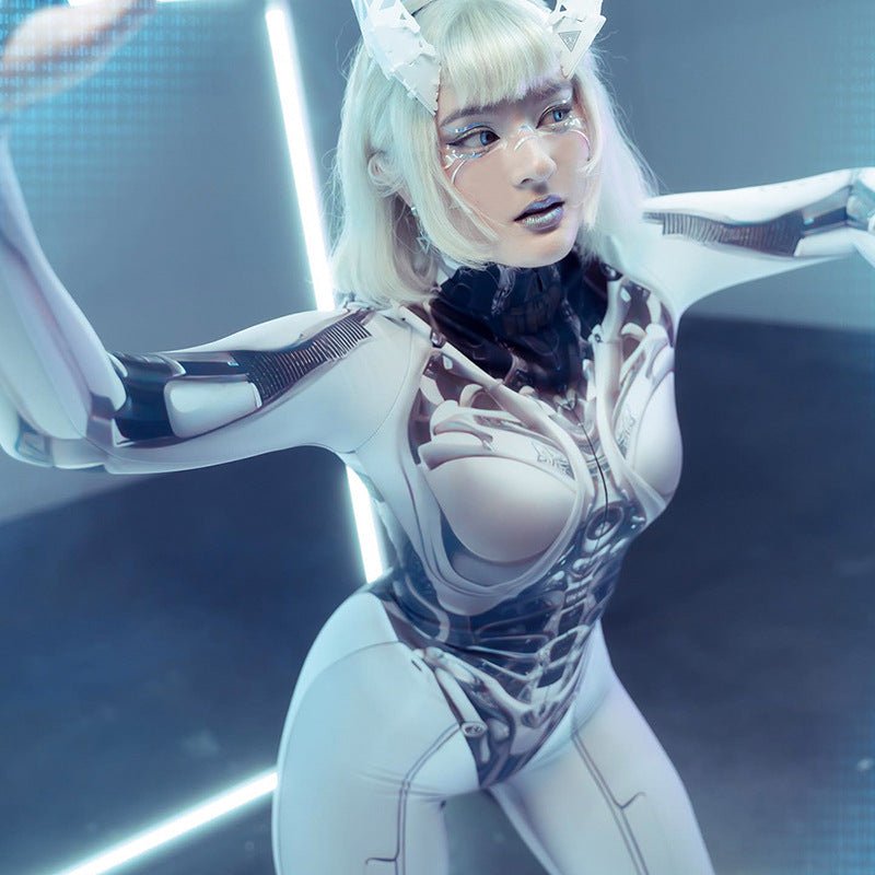 Futuristic Cyberpunk Bodycon Jumpsuit - ATLAS 1