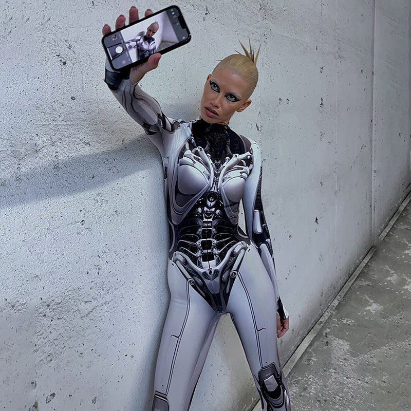 Futuristic Cyberpunk Bodycon Jumpsuit - ATLAS 1