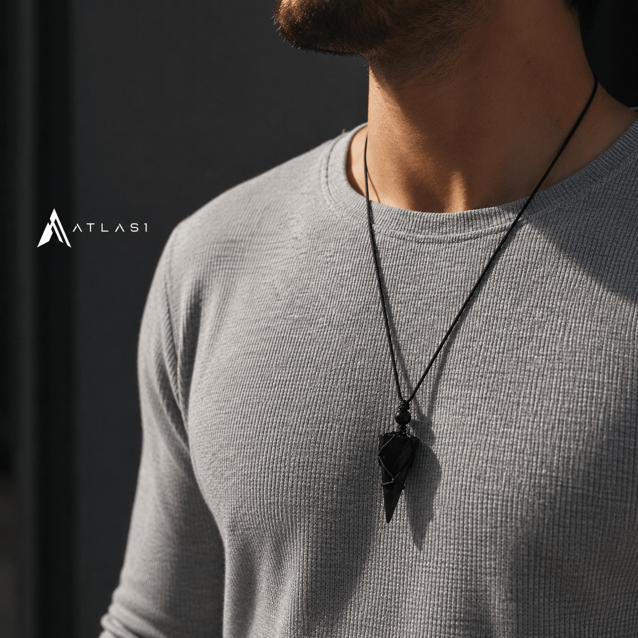 Geometric Natural Stone Pendant Necklace - ATLAS 1