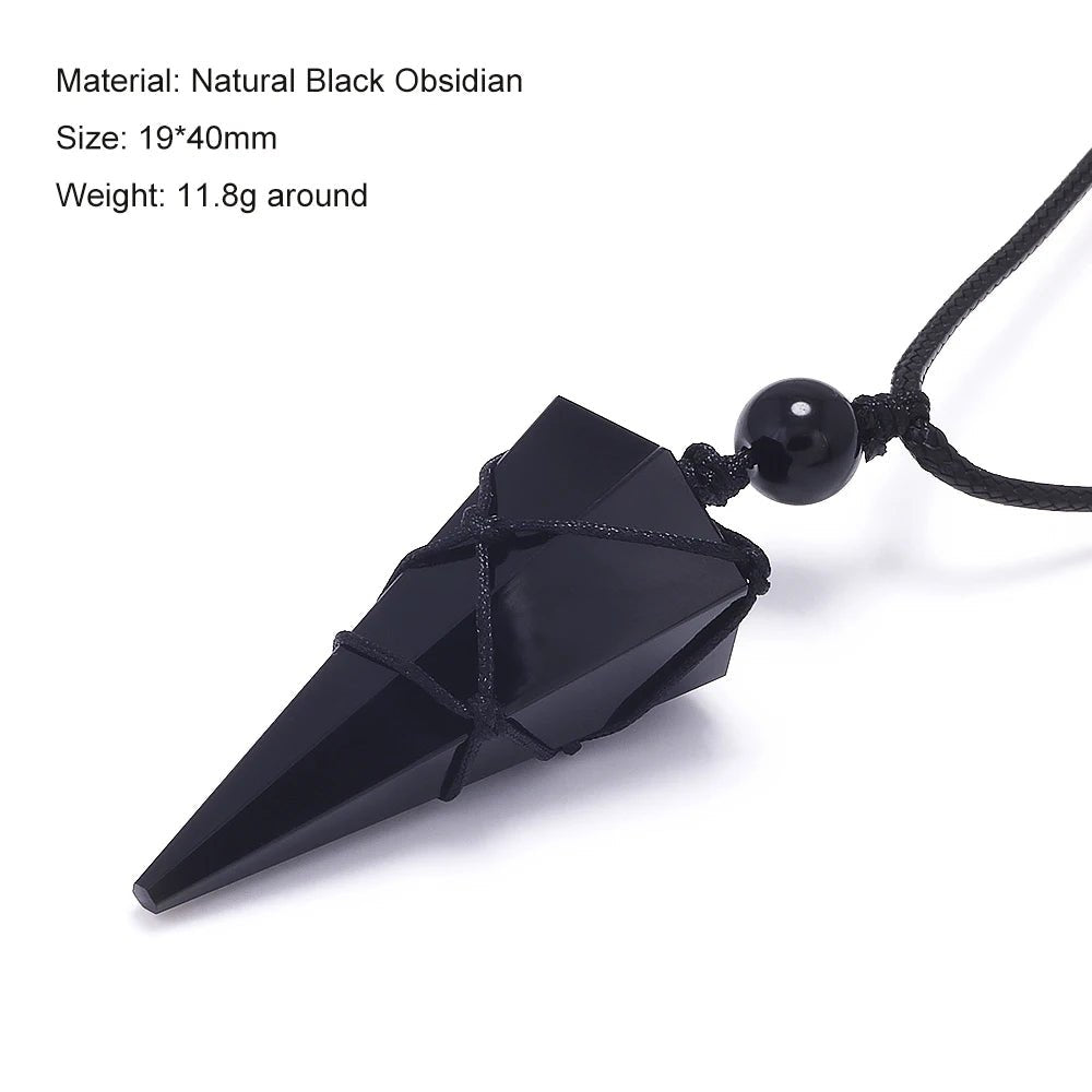 Geometric Natural Stone Pendant Necklace - ATLAS 1 - Techwear Store