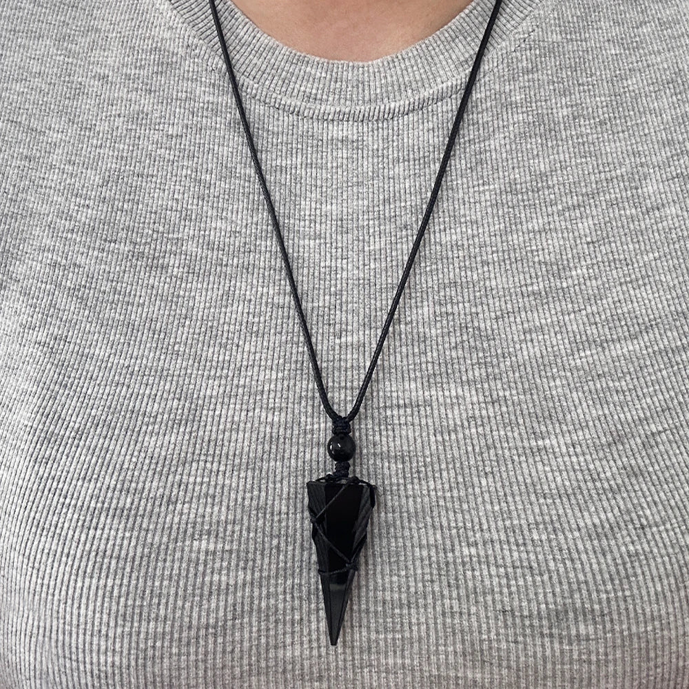 Geometric Natural Stone Pendant Necklace - ATLAS 1 - Techwear Store