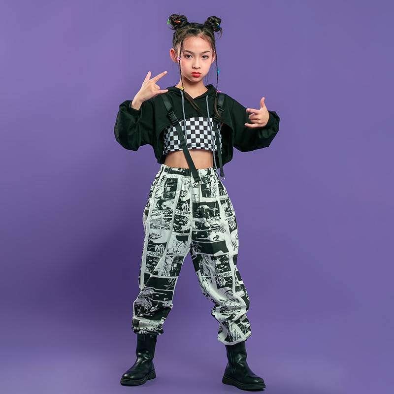 Girl's Manga Print Techwear Crop Top and Jogger Pants Set - ATLAS 1