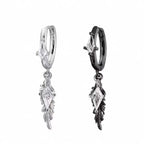 Gothic Black Feather Red Zircon Drop Earrings - ATLAS 1