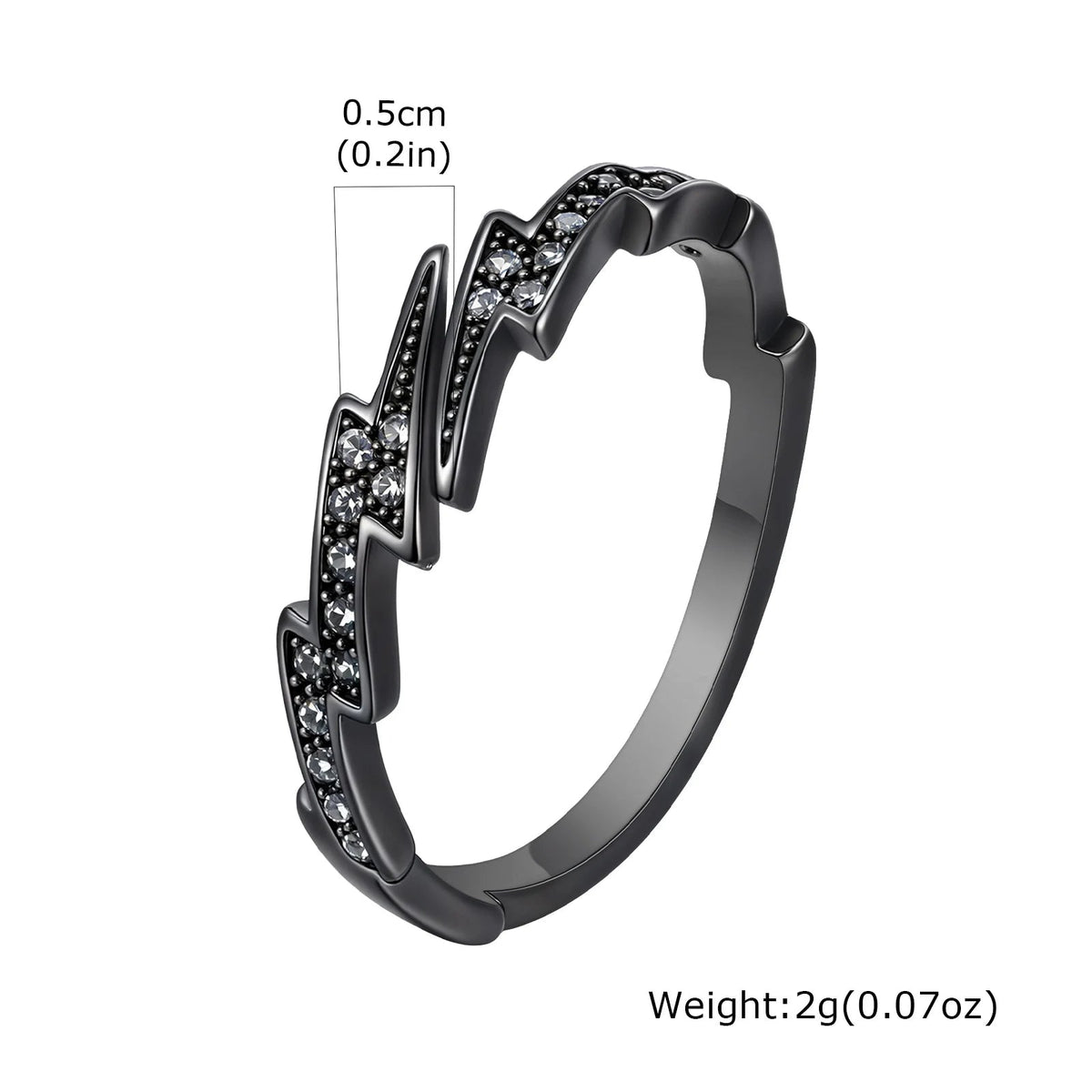Gothic Black Lightning Purple Stone Open Ring - ATLAS 1