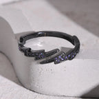 Gothic Black Lightning Purple Stone Open Ring - ATLAS 1