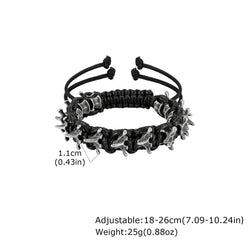 Gothic Metal Dragon Thorn Woven Rope Bracelet - ATLAS 1