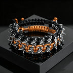 Gothic Metal Dragon Thorn Woven Rope Bracelet - ATLAS 1
