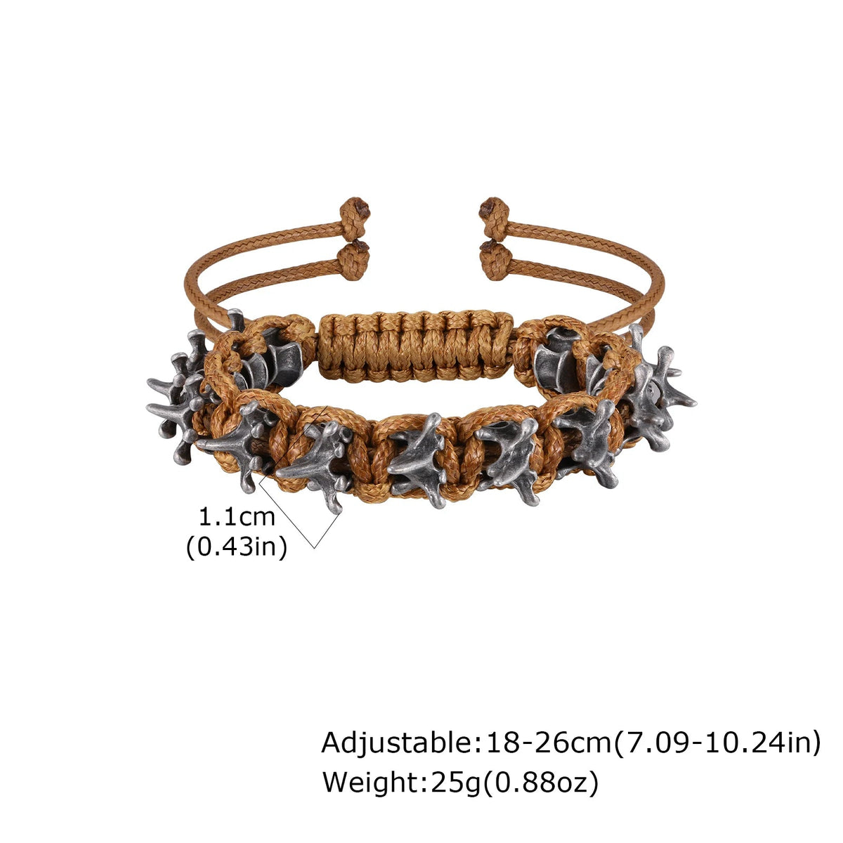 Gothic Metal Dragon Thorn Woven Rope Bracelet - ATLAS 1