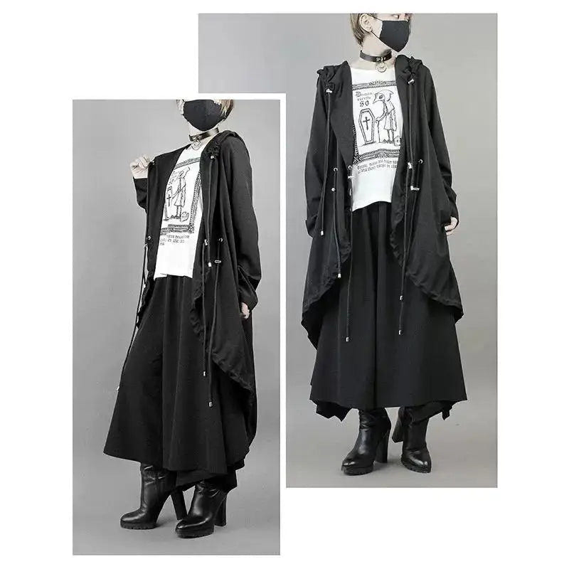 Gothic Techwear Casual Hooded Long Jacket - ATLAS 1