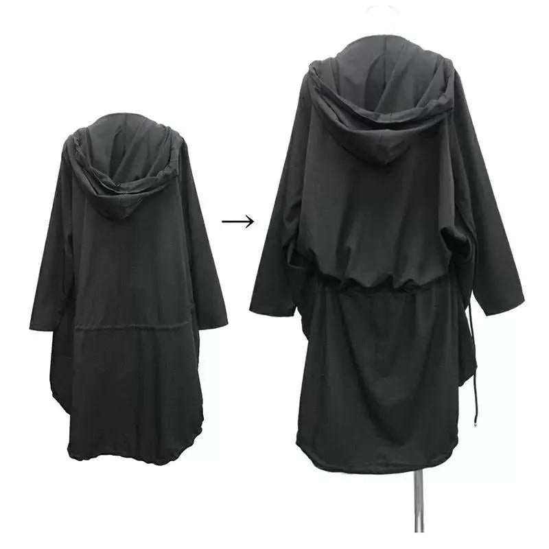 Gothic Techwear Casual Hooded Long Jacket - ATLAS 1