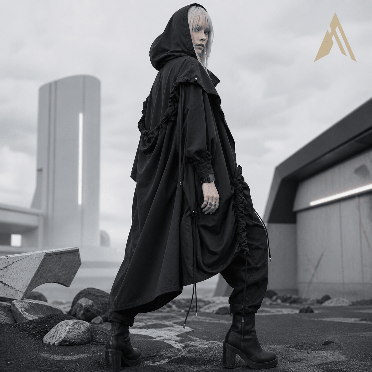 Gothic Techwear Casual Hooded Long Jacket - ATLAS 1 - Techwear Store