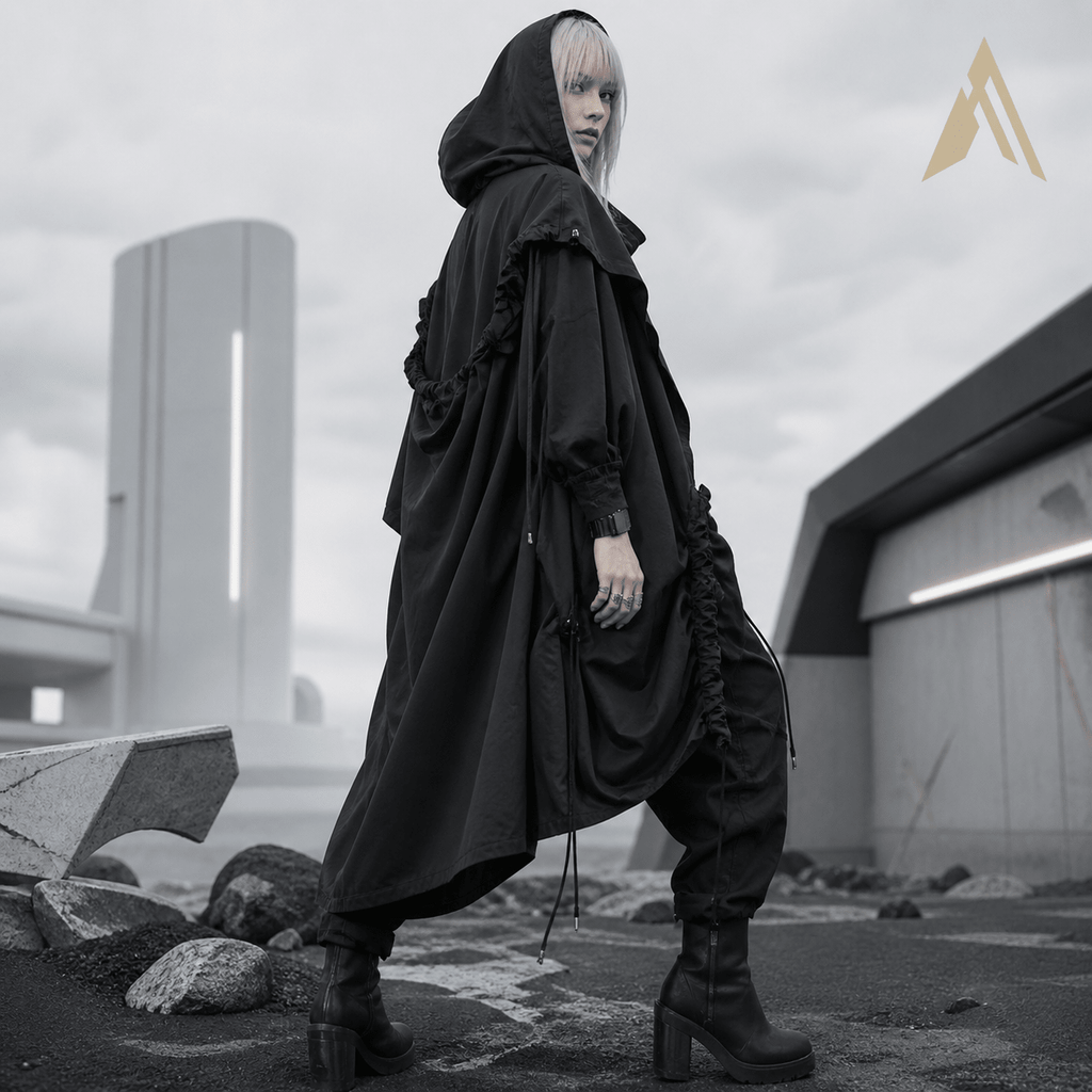 Gothic Techwear Casual Hooded Long Jacket - ATLAS 1 - Techwear Store