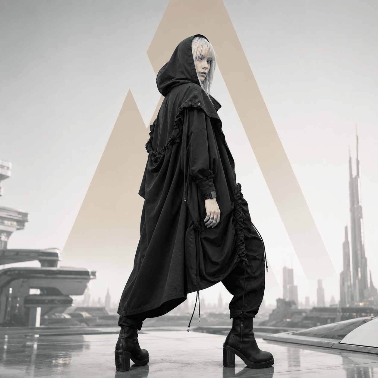 Gothic Techwear Casual Hooded Long Jacket - ATLAS 1