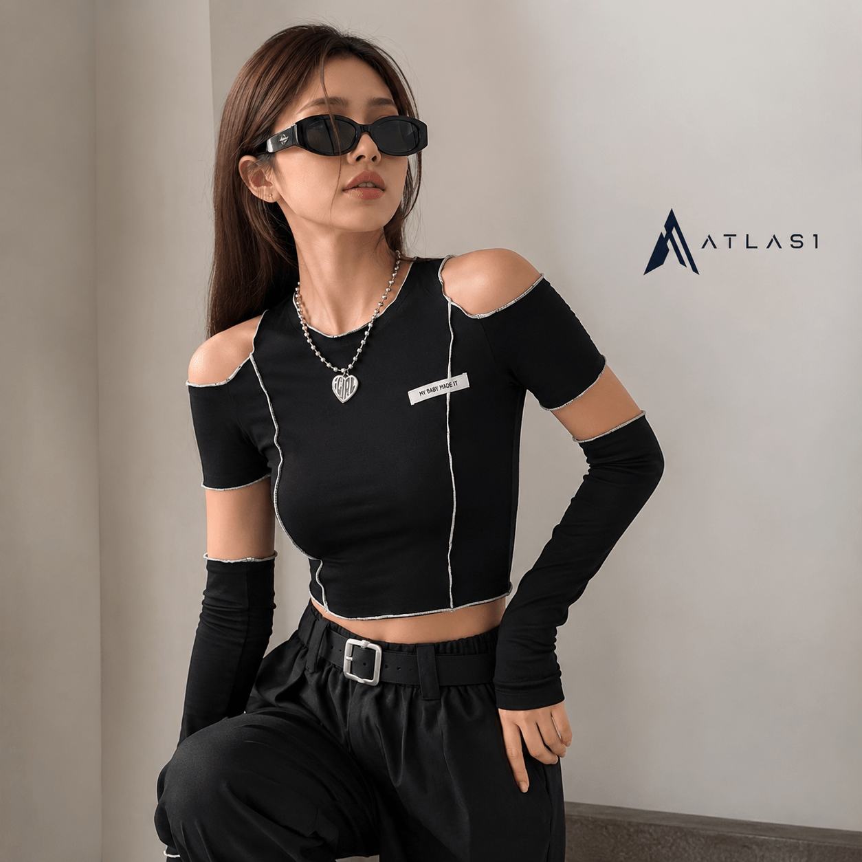Gothic Y2k Techwear Crop Top - ATLAS 1