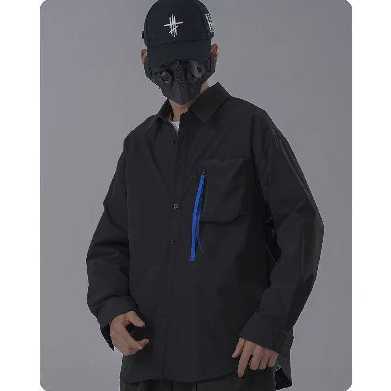 Harajuku Techwear Long Sleeve Overshirt Jacket For Men - ATLAS 1 - Techwear Store