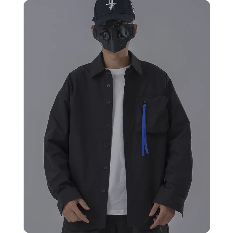 Harajuku Techwear Long Sleeve Overshirt Jacket For Men - ATLAS 1 - Techwear Store