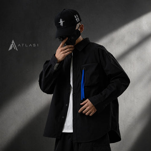Harajuku Techwear Long Sleeve Overshirt Jacket For Men - ATLAS 1 - Techwear Store
