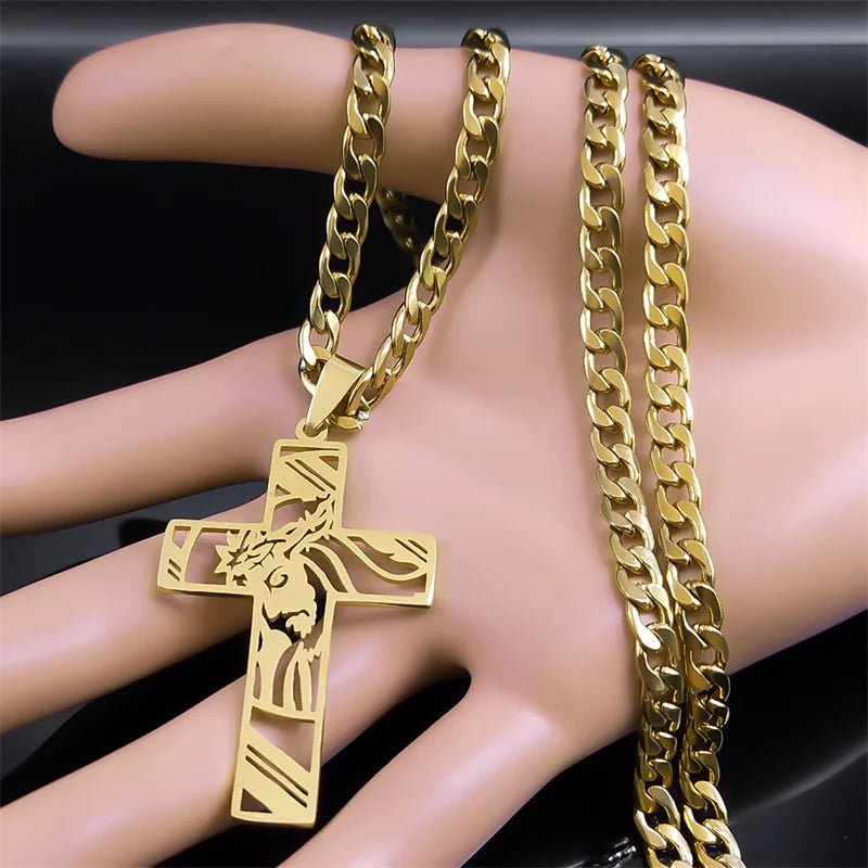 Hip Hop Jesus Cross Stainless Steel Pendant Necklace - ATLAS 1