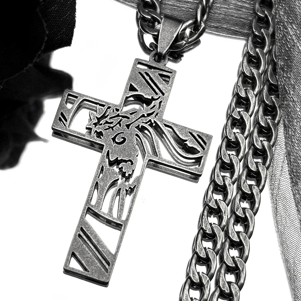 Hip Hop Jesus Cross Stainless Steel Pendant Necklace - ATLAS 1